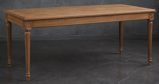 Grande table de salle à manger rectangulaire style Louis XVI couleur chêne moyen - LES MEUBLES DOBOIS